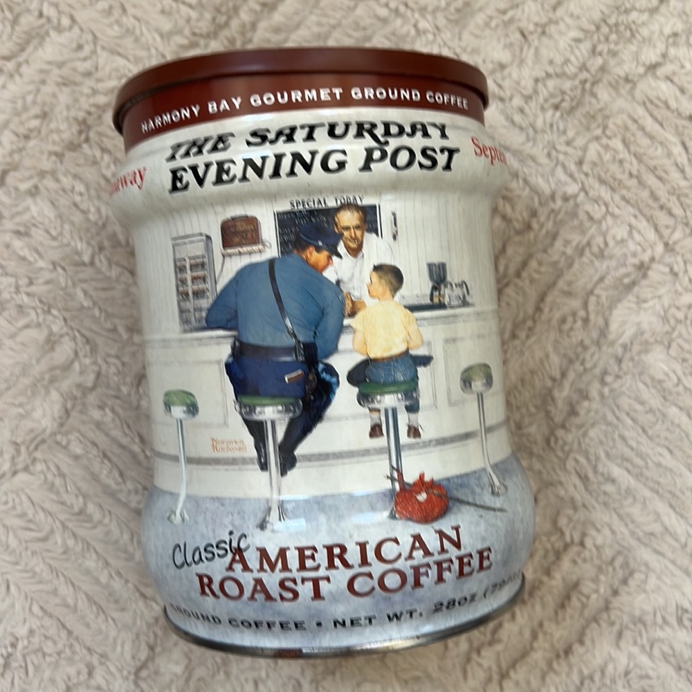 Vintage Harmony Bay Gourmet Ground Coffee Tin limited ed empty Norman Rockwell